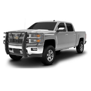 Cattleman’s Grille Guard, 1-Piece, Powder Coated, Gloss Black, Steel, 2 Inch Diameter, With Brush Guard, Without Skid Plate – 1157B