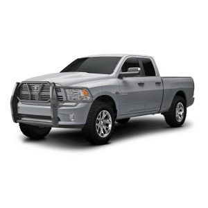 Cattleman’s Grille Guard, 1-Piece, Powder Coated, Gloss Black, Steel, 2 Inch Diameter, With Brush Guard, Without Skid Plate – 1241B