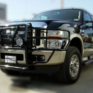 Cattleman’s Grille Guard, Gloss Powder Coated, Black, Steel, With Brush Guard, Without Skid Plate, Without Step Plate – 1350P