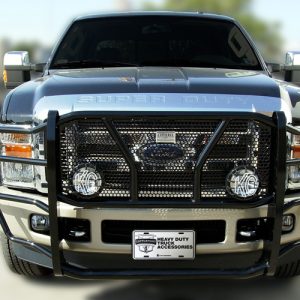 Cattleman’s Grille Guard, Gloss Powder Coated, Black, Steel, With Brush Guard, Without Skid Plate, Without Step Plate – 1350P