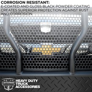 Cattleman’s Grille Guard, Powder Coated, Black, Steel, With Brush Guard, Without Skid Plate, Without Step Plate – 1370P