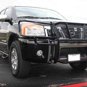 Cattleman’s Grille Guard, Gloss Powder Coated, Black, Steel, With Brush Guard, Without Skid Plate, Without Step Plate – 1510P