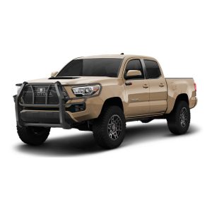 Cattleman’s Grille Guard, 1-Piece, Powder Coated, Gloss Black, Steel, 2 Inch Diameter, With Brush Guard, Without Skid Plate – 1530B