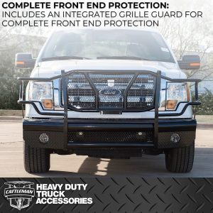 Cattleman’s Bumper, One Piece Design, Mounting Hardware Included, With Grille Guard, Without Winch Mount, Without Fog Light Cutouts – 2123PR