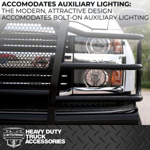 Cattleman’s Bumper, One Piece Design, Mounting Hardware Included, With Grille Guard, Without Winch Mount, Without Fog Light Cutouts – 2258PR