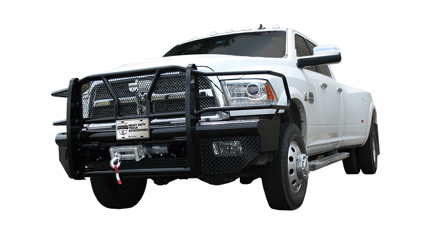 Cattleman’s Bumper, One Piece Design, Mounting Hardware Included, With Grille Guard, With Winch Mount, Without Fog Light Cutouts – 2258PW