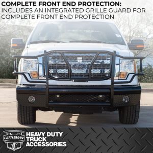 Cattleman’s Bumper, One Piece Design, Mounting Hardware Included, With Grille Guard, Without Winch Mount, Without Fog Light Cutouts – 2265P