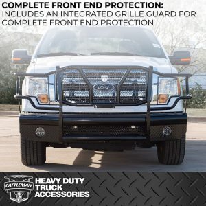 Cattleman’s Bumper, One Piece Design, Mounting Hardware Included, With Grille Guard, Without Winch Mount, Without Fog Light Cutouts – 2265PR
