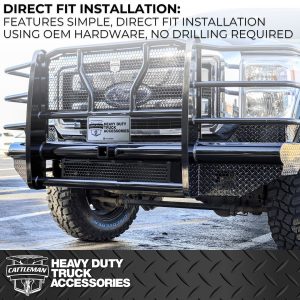 Cattleman’s Bumper, One Piece Design, Mounting Hardware Included, With Grille Guard, Without Winch Mount, Without Fog Light Cutouts – 2369P