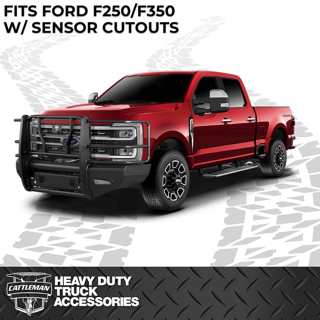 Cattleman’s Bumper, One Piece Design, Mounting Hardware Included, With Grille Guard, Without Winch Mount, Without Fog Light Cutouts – 2370PS