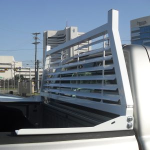 Cattleman’s Headache Rack, Contractor Series, Powder Coated, White, Steel, With Mounting Kit, 54″ Service Body, With Louvers, No Ears – 252W