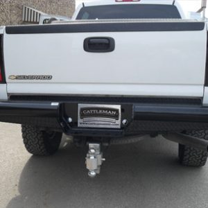Cattleman’s Bumper, Pipe Series, One Piece Design, Mounting Hardware Included, Without Light Cutouts, Powder Coated Glossy Black Steel – 4100
