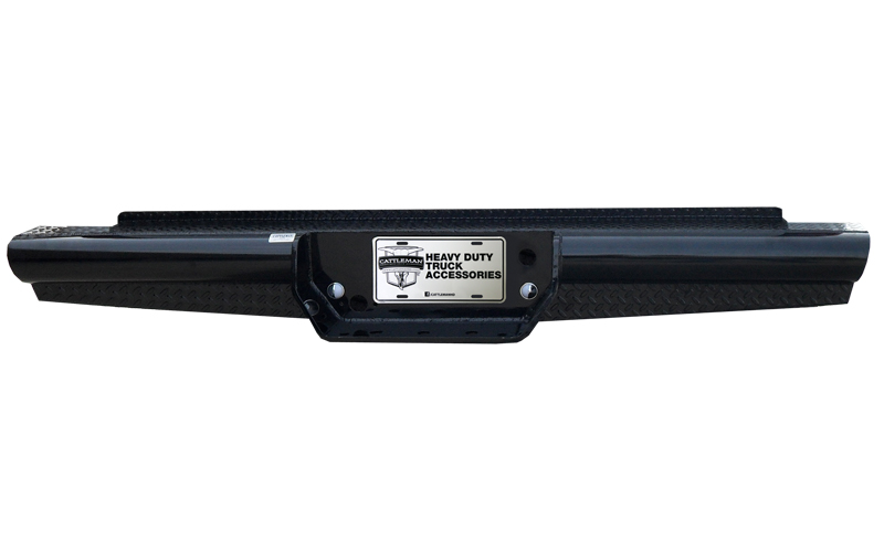 Cattleman’s Bumper, Pipe Series, One Piece Design, Mounting Hardware Included, Without Light Cutouts, Glossy Powder Coated Black Steel – 4111