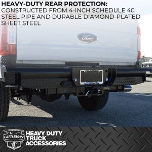 Cattleman’s Bumper, Pipe Series, Mounting Hardware Included, Without Light Cutouts, With Sensors Holes, With 8 Inch Drop – CAT4398S