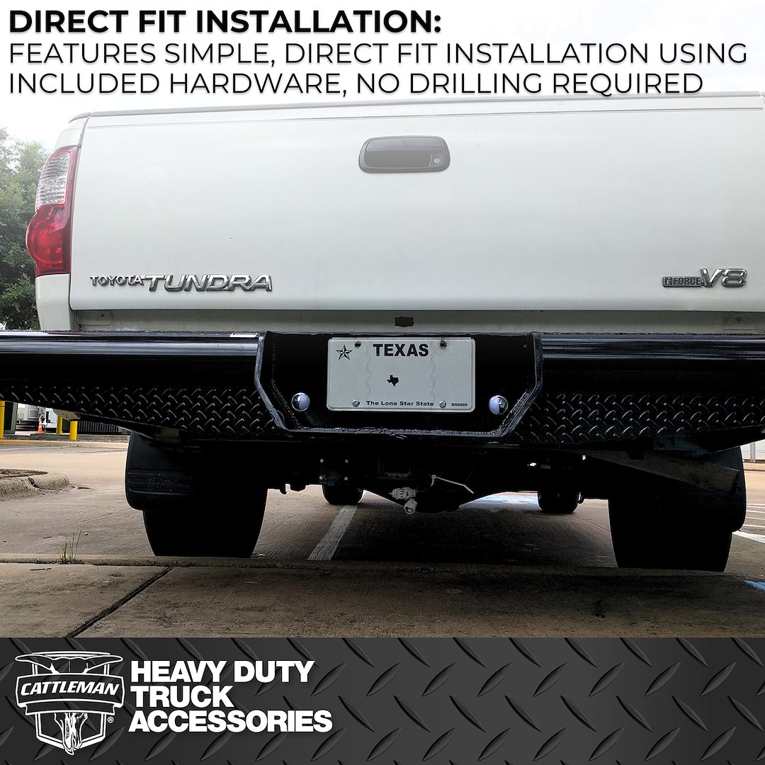 Cattleman’s Bumper, Pipe Series, Mounting Hardware Included, Without Light Cutouts, With Sensors Holes, With 8 Inch Drop – CAT4398S