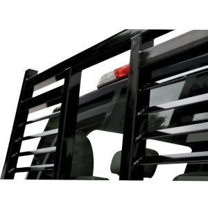 Cattleman’s Headache Rack, Powder Coated, Black, Steel, With Mounting Kit, With Louvers, With Window Cutout, Non-Lighted – FR302