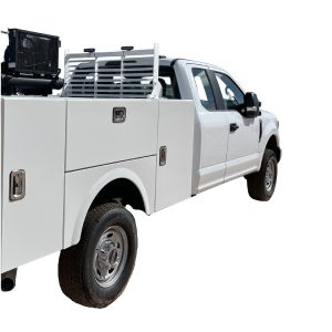 Cattleman’s Headache Rack, Powder Coated, White, Steel, With Mounting Kit, With Louvers, No Ears, Without Window Cutout – SR54W