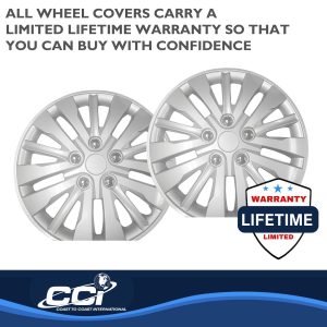 Coast to Coast Wheel Cover, 15 Inch, 5 Split Spoke, Silver, Plastic, Set of 4 – IWC102815S