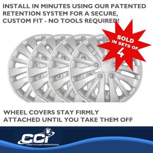 Coast to Coast Wheel Cover, 15 Inch, 5 Split Spoke, Silver, Plastic, Set of 4 – IWC102815S