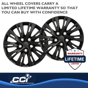 Coast to Coast Wheel Cover, 15 Inch, 10 Split Spoke, Gloss Black, Plastic, Set of 4 – IWC103715BLK
