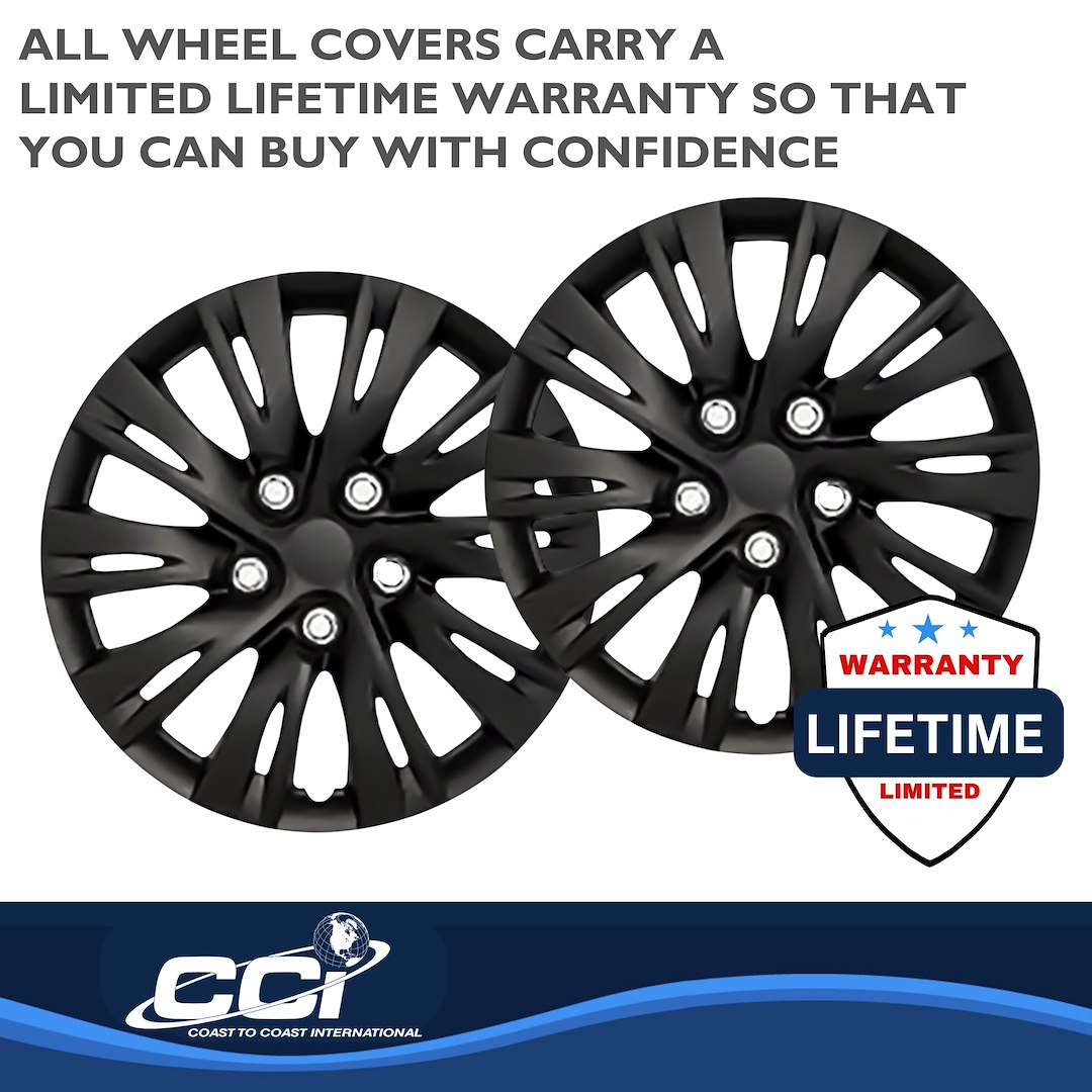 Coast to Coast Wheel Cover, 15 Inch, 10 Split Spoke, Gloss Black, Plastic, Set of 4 – IWC103715BLK