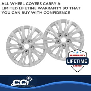 Coast to Coast Wheel Cover, 15 Inch, 10 Split Spoke, Silver, Plastic, Set of 4 – IWC103715S