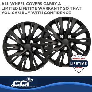 Coast to Coast Wheel Cover, 16 Inch, 10 Split Spoke, Gloss Black, Plastic, Set of 4, Standard Leg, Master White Carton – IWC103716BLK