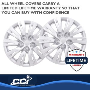 Coast to Coast Wheel Cover, 16 Inch, 10 Split Spoke, Silver, Plastic, Set of 4, Standard Leg, Master White Carton – IWC103716S