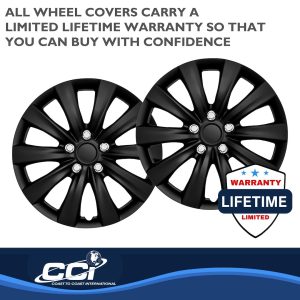 Coast to Coast Wheel Cover, 16 Inch, 10 Spoke, Gloss Black, Plastic, Set of 4, Standard Leg, Master White Carton – IWC103816BLK