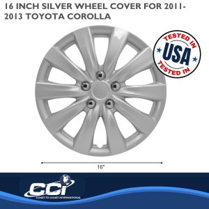 Coast to Coast Wheel Cover, 16 Inch, 10 Spoke, Silver, Plastic, Set of 4, Standard Leg, Master White Carton – IWC103816S