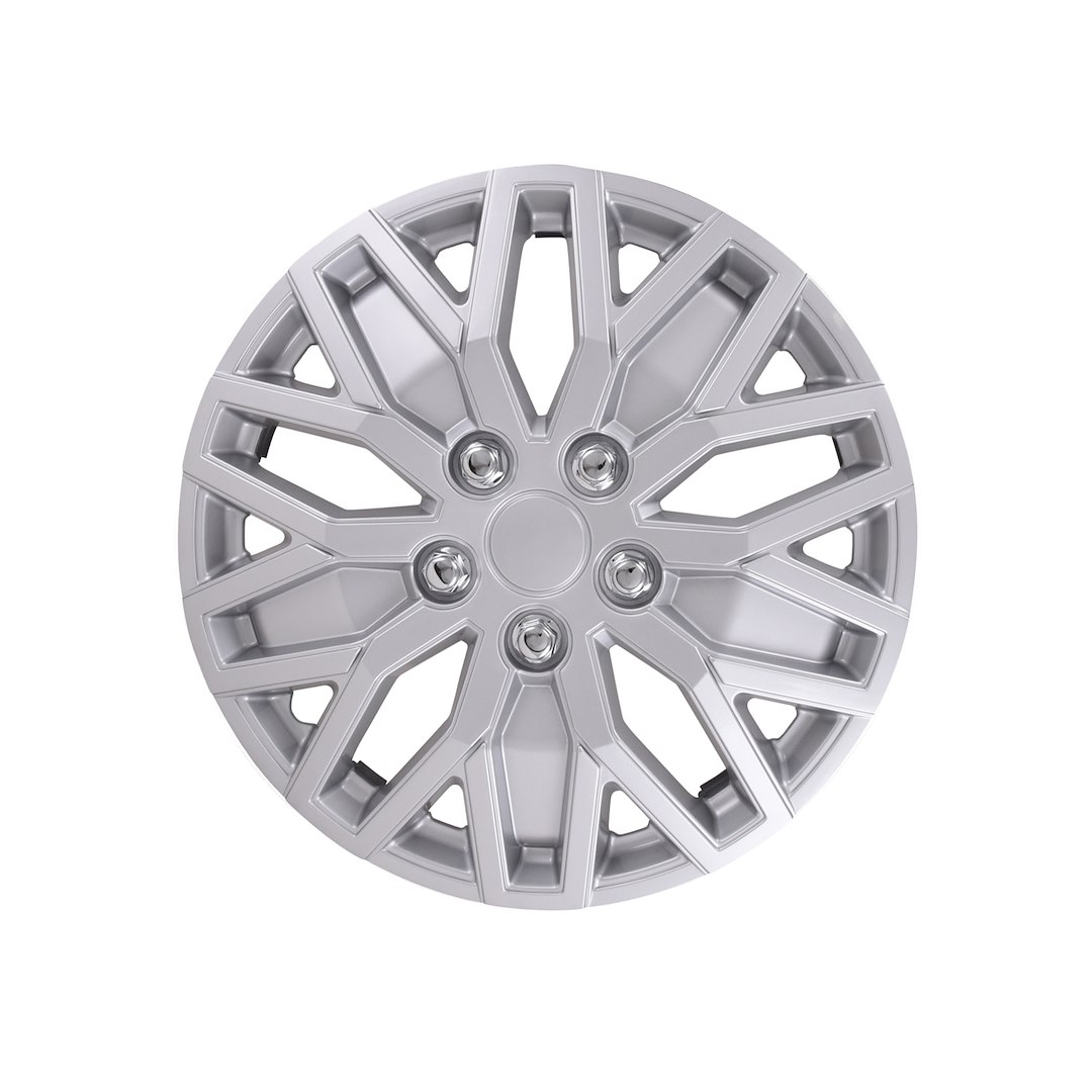 Coast to Coast Wheel Cover, 15 Inch, 10 U Spoke, Painted, Silver, ABS Plastic, Set of 4, Universal Fit Over Most OEM Steel Wheels – 105115S