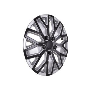 Coast to Coast Wheel Cover, 15 Inch, 10 U Spoke, Painted, Black/ Silver, ABS Plastic, Set of 4, Universal Fit Over Most OEM Steel Wheels – 105115SB