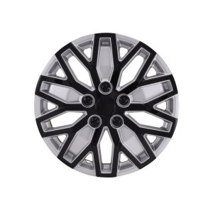 Coast to Coast Wheel Cover, 15 Inch, 10 U Spoke, Painted, Black/ Silver, ABS Plastic, Set of 4, Universal Fit Over Most OEM Steel Wheels – 105115SB