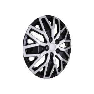 Coast to Coast Wheel Cover, 16 Inch, 10 U Spoke, Painted, Black/ Silver, ABS Plastic, Set of 4, Universal Fit Over Most OEM Steel Wheels – 105116SB