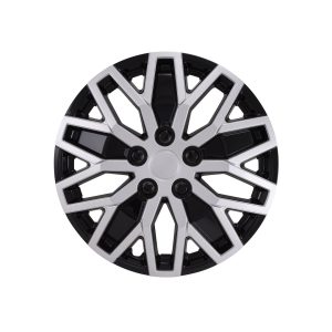 Coast to Coast Wheel Cover, 16 Inch, 10 U Spoke, Painted, Black/ Silver, ABS Plastic, Set of 4, Universal Fit Over Most OEM Steel Wheels – 105116SB
