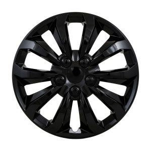 Coast to Coast Wheel Cover, 14 Inch, 10 Spoke, Painted, Gloss Black, ABS Plastic, Set of 4, Universal Fit Over Most OEM Steel Wheels – 106114BLK