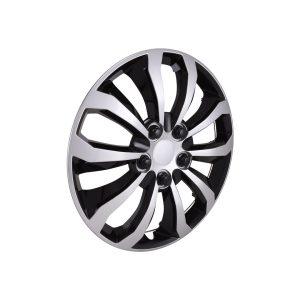 Coast to Coast Wheel Cover, 14 Inch, 10 Spoke, Painted, Black/ Silver, ABS Plastic, Set of 4, Universal Fit Over Most OEM Steel Wheels – 106114SB