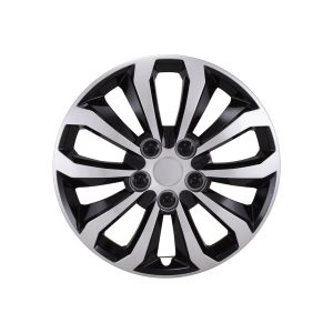 Coast to Coast Wheel Cover, 14 Inch, 10 Spoke, Painted, Black/ Silver, ABS Plastic, Set of 4, Universal Fit Over Most OEM Steel Wheels – 106114SB
