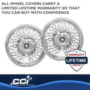 Coast to Coast Wheel Cover, Universal 15 Inch, Lace Spoke, Chrome Plated, Plastic, Set of 4 – IWC1215