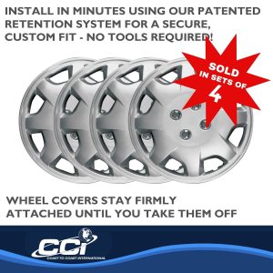 Coast to Coast Wheel Cover, 14 Inch, 8 Spoke, Silver, Plastic, Set of 4 – IWC12414S