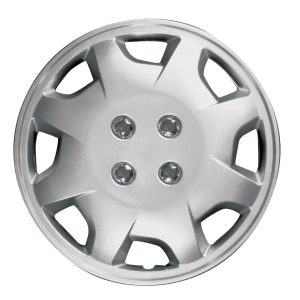 Coast to Coast Wheel Cover, 15 Inch, 8 Spoke, Silver, Plastic, Set of 4, Spring Steel Clip – IWC12415S