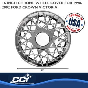 Coast to Coast Wheel Cover, 16 Inch, Lace Design, Chrome Plated, Plastic, Set of 4, Spring Steel Clip – IWC15016CN
