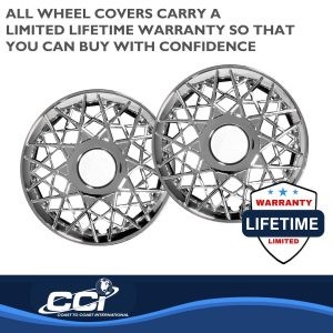 Coast to Coast Wheel Cover, 16 Inch, Lace Design, Chrome Plated, Plastic, Set of 4, Spring Steel Clip – IWC15016CN