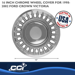 Coast to Coast Wheel Cover, 16 Inch, 24 Slot, Chrome Plated, Plastic, Set of 4, Spring Steel Clip – IWC17816C