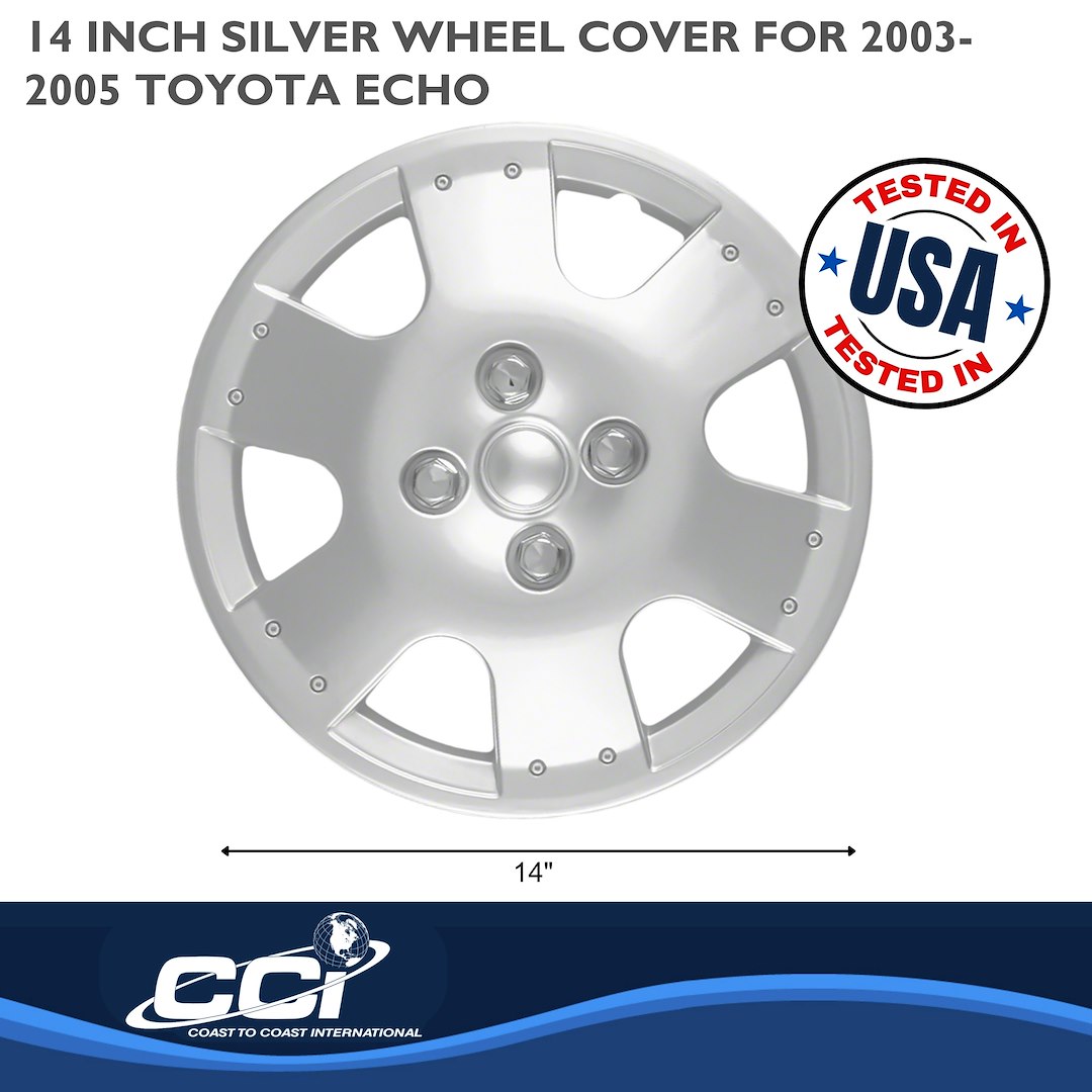 Coast to Coast Wheel Cover, 14 Inch, 6 Spoke, Silver, Plastic, Set of 4, Spring Steel Clip – IWC19314S