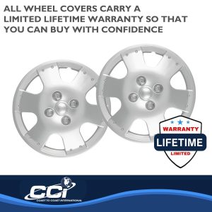 Coast to Coast Wheel Cover, 14 Inch, 6 Spoke, Silver, Plastic, Set of 4, Spring Steel Clip – IWC19314S