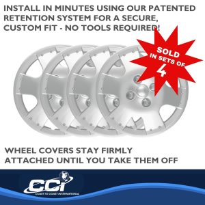 Coast to Coast Wheel Cover, 14 Inch, 6 Spoke, Silver, Plastic, Set of 4, Spring Steel Clip – IWC19314S