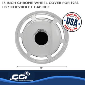 Coast to Coast Wheel Cover, 15 Inch, 6 Slot, Chrome Plated, Plastic, Set of 4, Spring Steel Clip – IWC20215C