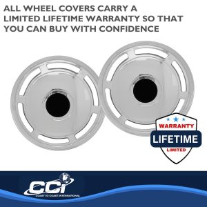 Coast to Coast Wheel Cover, 15 Inch, 6 Slot, Chrome Plated, Plastic, Set of 4, Spring Steel Clip – IWC20215C