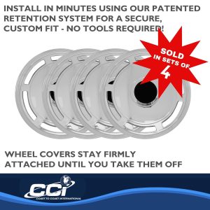 Coast to Coast Wheel Cover, 15 Inch, 6 Slot, Chrome Plated, Plastic, Set of 4, Spring Steel Clip – IWC20215C
